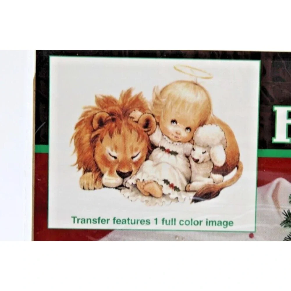 New VTG DIMENSIONS Iron On Christmas Fashion Art Holly Angel‎ & Friends 1993 NOS